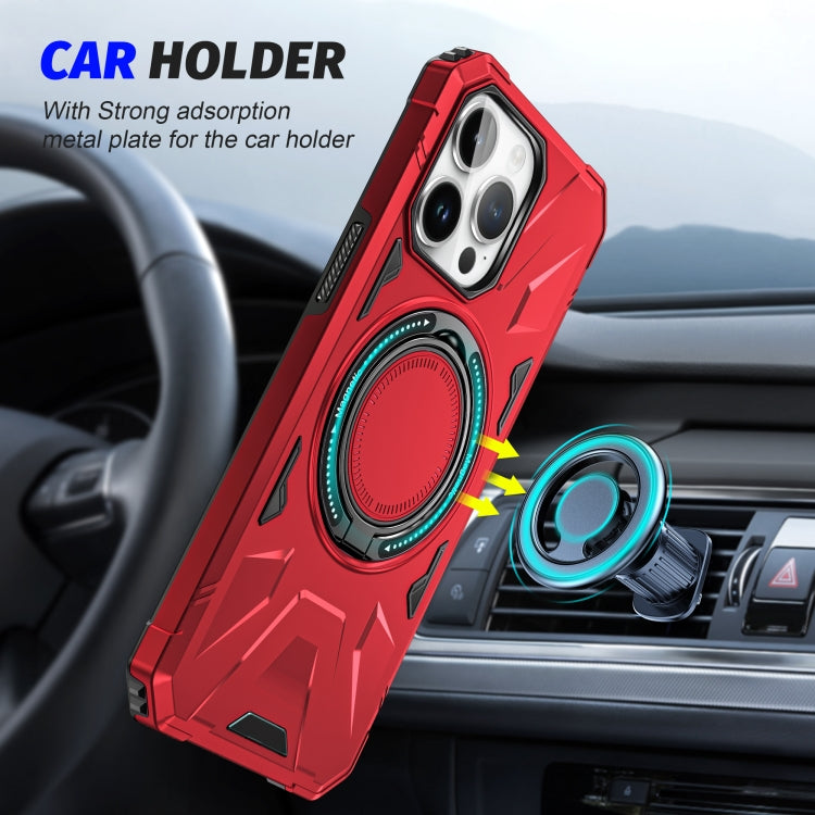 For iPhone 14 Pro Max MagSafe Magnetic Shockproof Phone Case with Ring Holder(Red) - iPhone 14 Pro Max Cases by buy2fix | Online Shopping UK | buy2fix