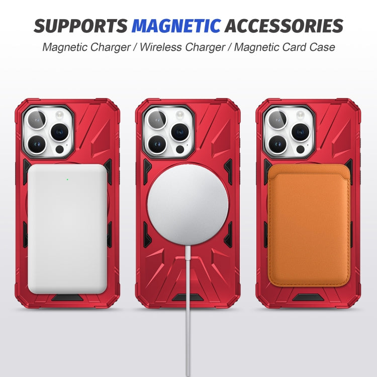 For iPhone 14 Pro Max MagSafe Magnetic Shockproof Phone Case with Ring Holder(Red) - iPhone 14 Pro Max Cases by buy2fix | Online Shopping UK | buy2fix