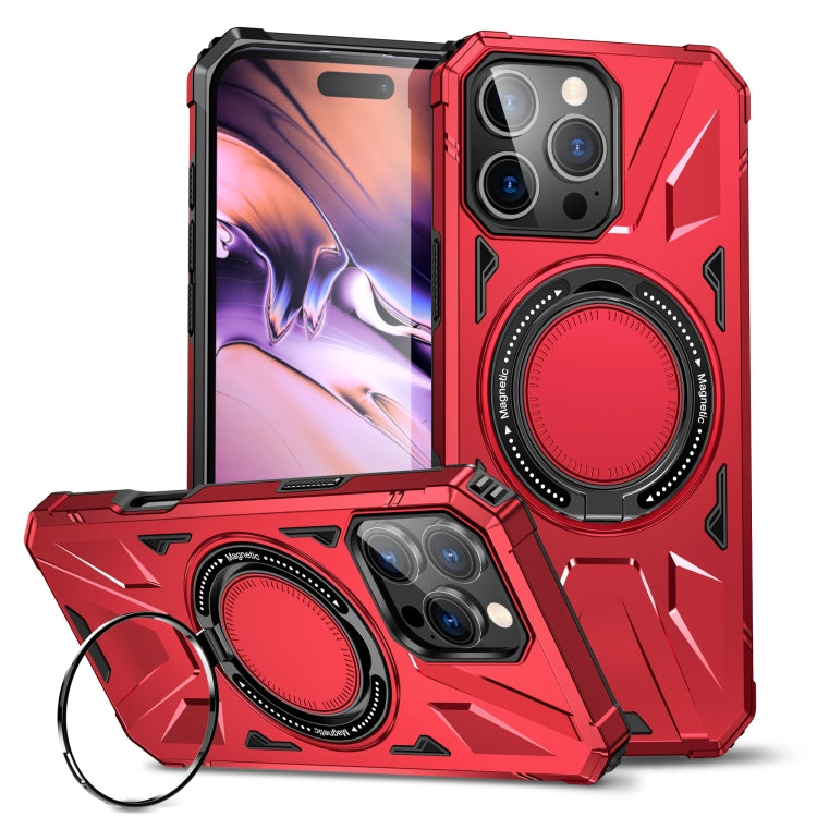 For iPhone 16 Pro Max MagSafe Magnetic Shockproof Phone Case with Ring Holder(Red) - iPhone 16 Pro Max Cases by buy2fix | Online Shopping UK | buy2fix