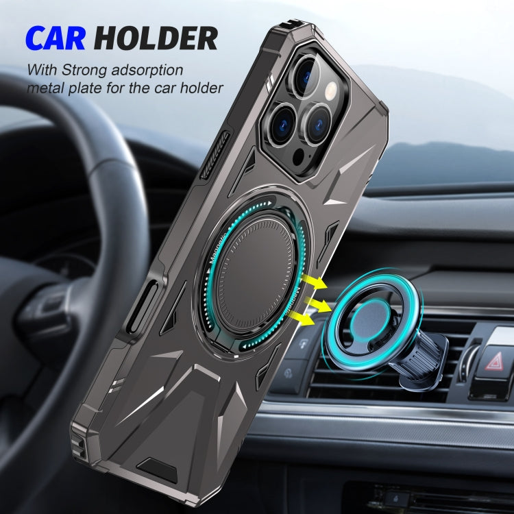 For iPhone 16 Pro MagSafe Magnetic Shockproof Phone Case with Ring Holder(Dark Grey) - iPhone 16 Pro Cases by buy2fix | Online Shopping UK | buy2fix