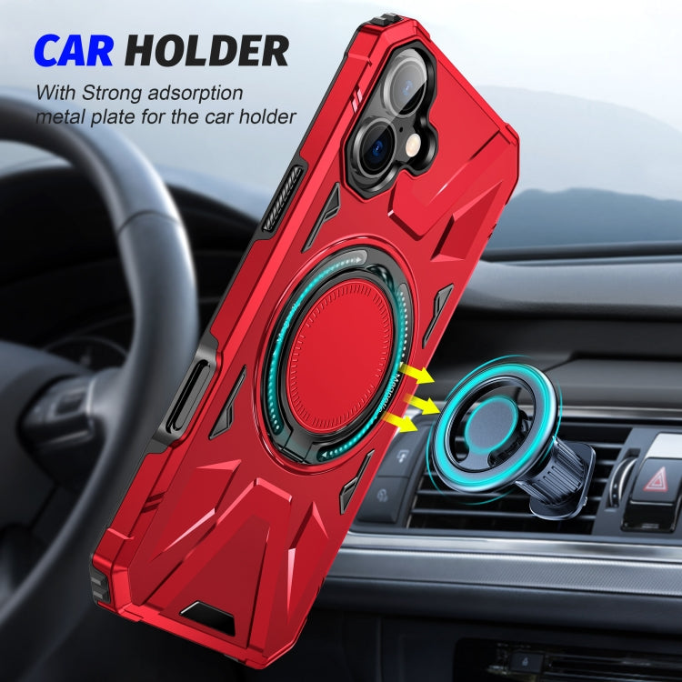 For iPhone 16 MagSafe Magnetic Shockproof Phone Case with Ring Holder(Red) - iPhone 16 Cases by buy2fix | Online Shopping UK | buy2fix