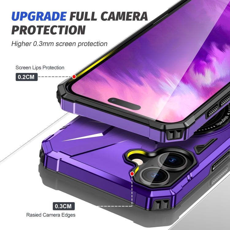 For iPhone 16 MagSafe Magnetic Shockproof Phone Case with Ring Holder(Purple) - iPhone 16 Cases by buy2fix | Online Shopping UK | buy2fix