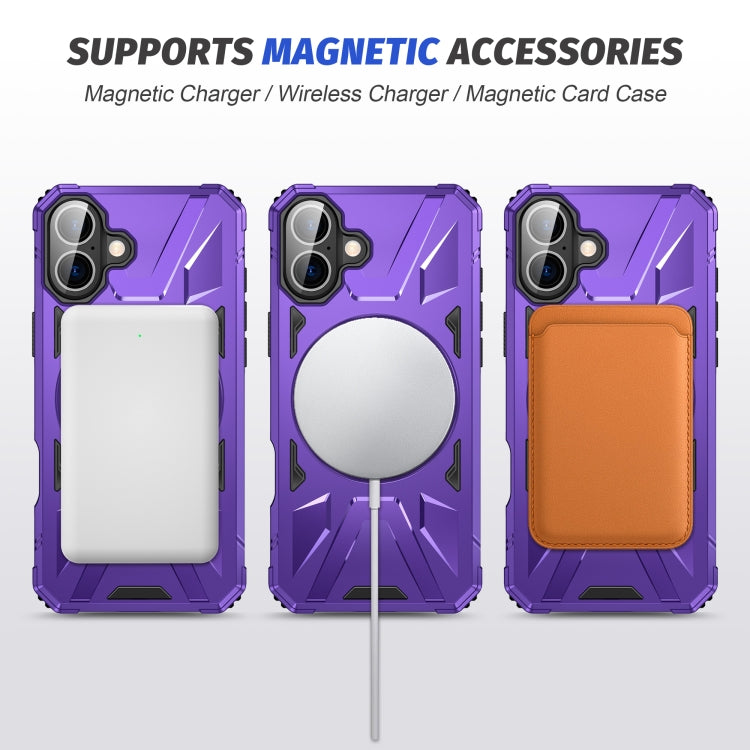 For iPhone 16 MagSafe Magnetic Shockproof Phone Case with Ring Holder(Purple) - iPhone 16 Cases by buy2fix | Online Shopping UK | buy2fix