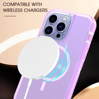 For iPhone 15 Shockproof MagSafe Magnetic Phone Case(Transparent Purple) - iPhone 15 Cases by buy2fix | Online Shopping UK | buy2fix