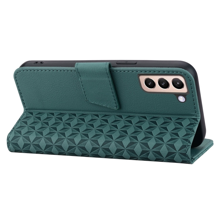 For Samsung Galaxy S22 5G Diamond Buckle Leather Phone Case with Lanyard(Green) - Galaxy S22 5G Cases by buy2fix | Online Shopping UK | buy2fix