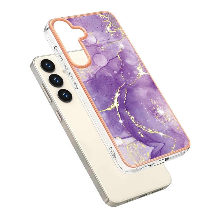 For Samsung Galaxy S24 5G Electroplating Marble Dual-side IMD Phone Case(Purple 002) - Galaxy S24 5G Cases by buy2fix | Online Shopping UK | buy2fix