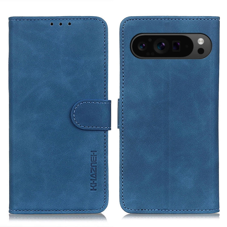 For Google Pixel 9 Pro KHAZNEH Retro Texture Flip Leather Phone Case(Blue) - Google Cases by buy2fix | Online Shopping UK | buy2fix