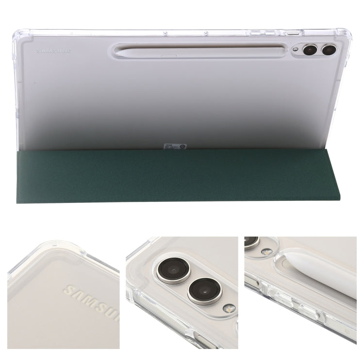 For Samsung Galaxy Tab S9 Ultra/S8 Ultra 3-Fold Clear Acrylic Leather Tablet Case(Deep Green) - Galaxy Tab S9 Ultra Cases by buy2fix | Online Shopping UK | buy2fix