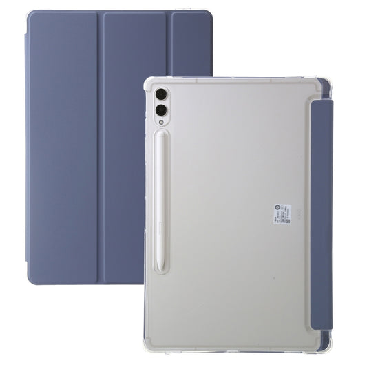 For Samsung Galaxy Tab S9 Ultra/S8 Ultra 3-Fold Clear Acrylic Leather Tablet Case(Lavender) - Galaxy Tab S9 Ultra Cases by buy2fix | Online Shopping UK | buy2fix