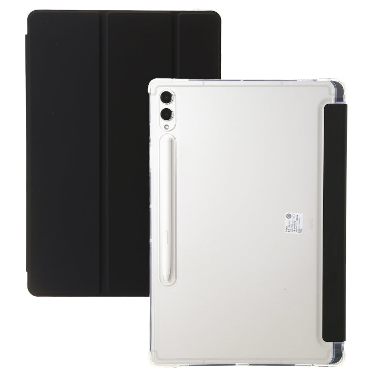 For Samsung Galaxy Tab S9 Ultra/S8 Ultra 3-Fold Clear Acrylic Leather Tablet Case(Black) - Galaxy Tab S9 Ultra Cases by buy2fix | Online Shopping UK | buy2fix