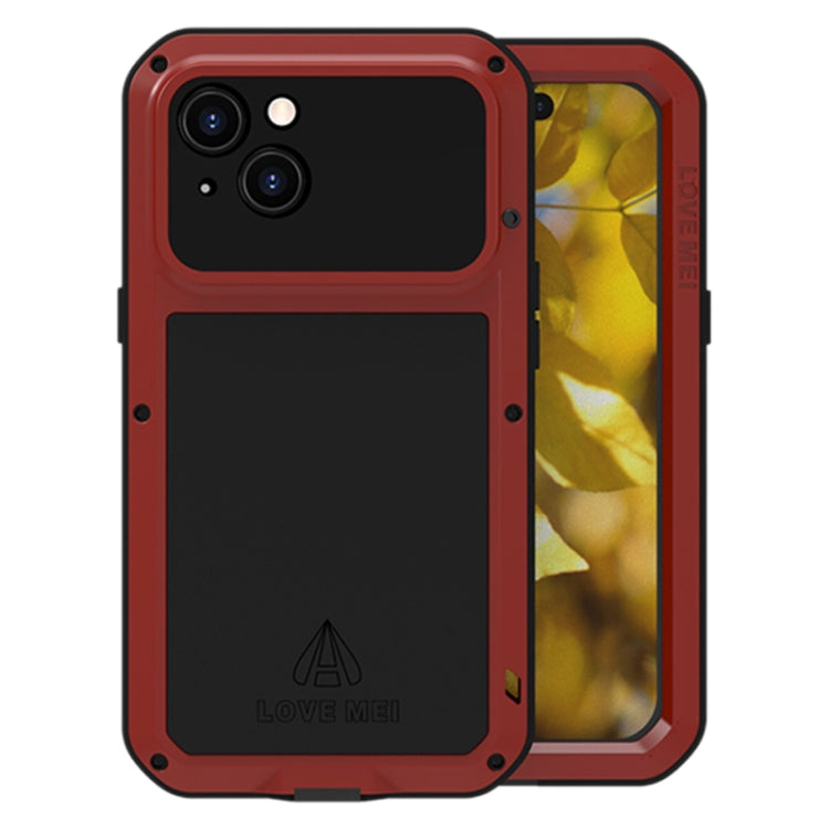 For iPhone 15 LOVE MEI Metal Shockproof Life Waterproof Dustproof Phone Case(Red) - iPhone 15 Cases by LOVE MEI | Online Shopping UK | buy2fix