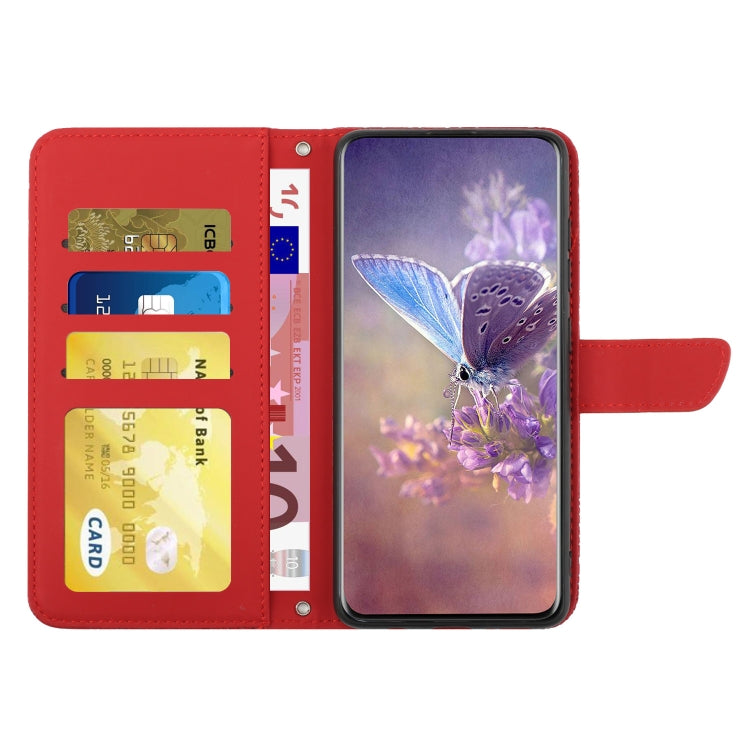 For Google Pixel 9 Pro XL Skin Feel Butterfly Embossed Flip Leather Phone Case(Red) - Google Cases by buy2fix | Online Shopping UK | buy2fix