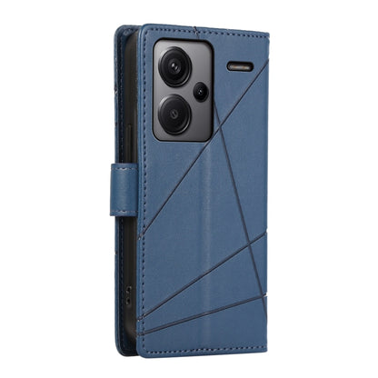 For Xiaomi Redmi Note 13 Pro+ PU Genuine Leather Texture Embossed Line Phone Case(Blue) - Note 13 Pro+ Cases by buy2fix | Online Shopping UK | buy2fix