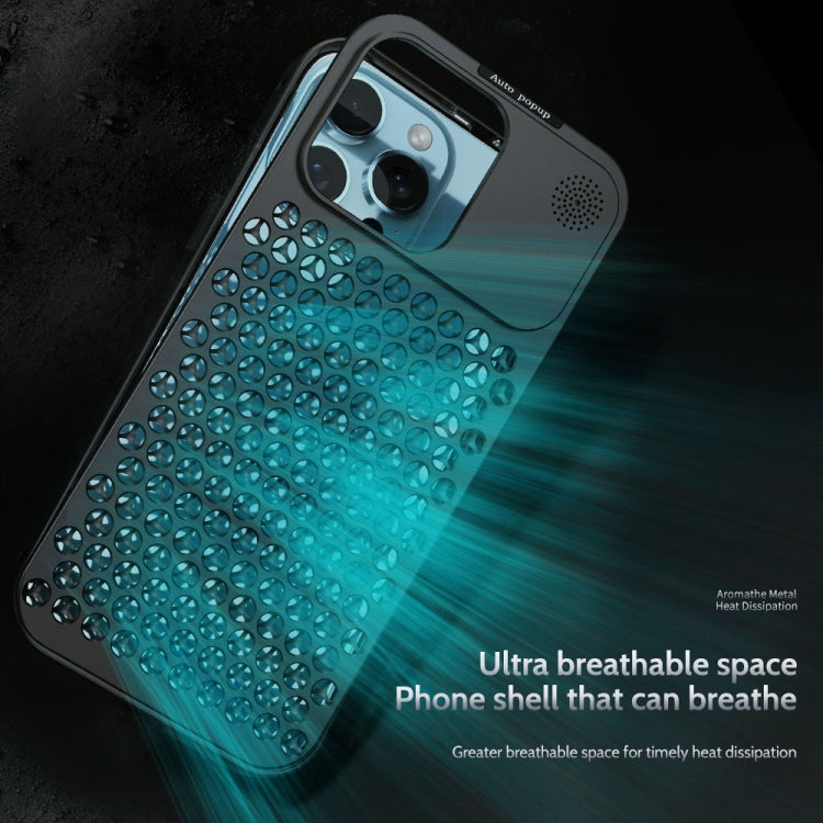 For iPhone 15 Pro R-JUST RJ58 Aromatherapy Metal Cooling Phone Case(Grey) - iPhone 15 Pro Cases by R-JUST | Online Shopping UK | buy2fix