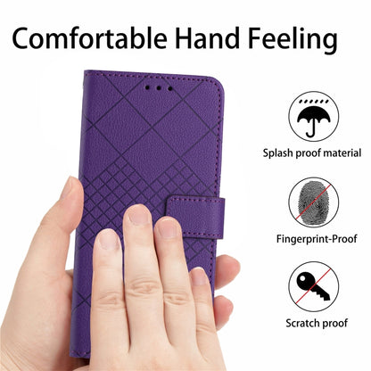 For iPhone SE 2024 Rhombic Grid Texture Leather Phone Case(Purple) - More iPhone Cases by buy2fix | Online Shopping UK | buy2fix