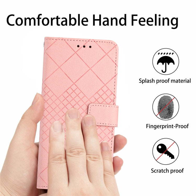 For Motorola Moto G Play 4G 2024 Rhombic Grid Texture Leather Phone Case(Pink) - Motorola Cases by buy2fix | Online Shopping UK | buy2fix