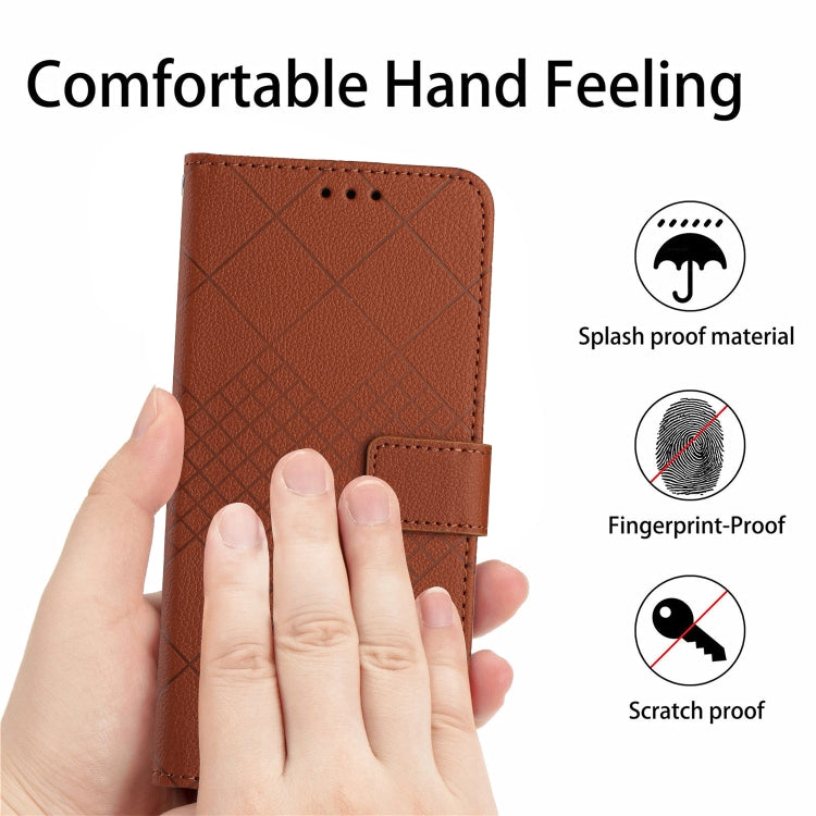 For Samsung Galaxy S22 Ultra 5G Rhombic Grid Texture Leather Phone Case(Brown) - Galaxy S22 Ultra 5G Cases by buy2fix | Online Shopping UK | buy2fix
