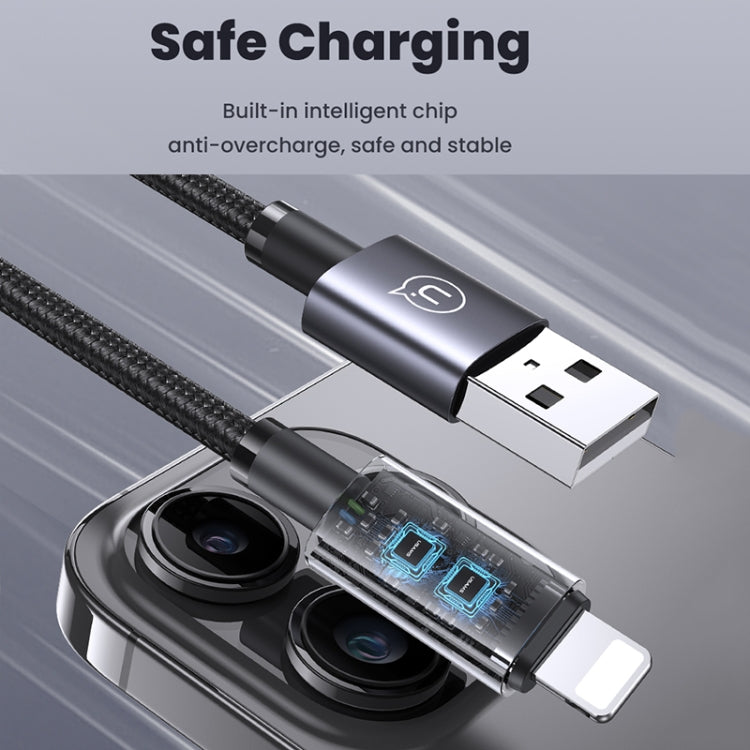 USAMS US-SJ667 USB To 8 Pin 2.4A Fast Charge Data Cable, Length: 1.2m(Black) - Normal Style Cable by USAMS | Online Shopping UK | buy2fix