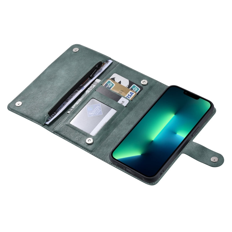 For iPhone 13 Pro Max ViLi GV Series MagSafe Magnetic Zipper Leather Phone Case(Green) - iPhone 13 Pro Max Cases by ViLi | Online Shopping UK | buy2fix