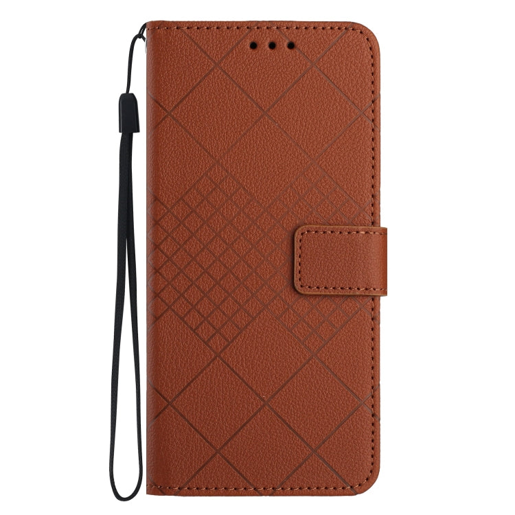For Xiaomi 13 Lite Rhombic Grid Texture Leather Phone Case(Brown) - 13 Lite Cases by buy2fix | Online Shopping UK | buy2fix