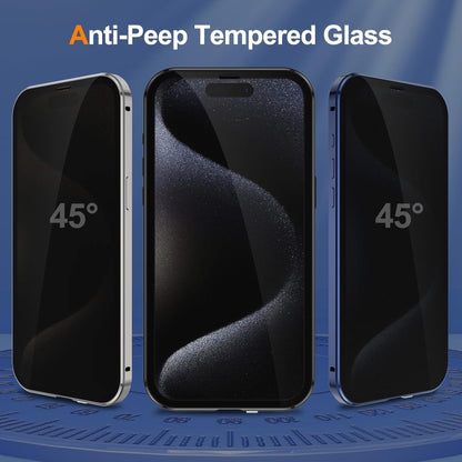 For iPhone 15 Pro Anti-peeping Magnetic Double-sided Tempered Glass Phone Case(Blue) - iPhone 15 Pro Cases by buy2fix | Online Shopping UK | buy2fix