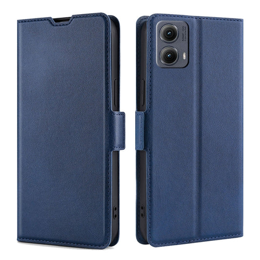 For Motorola Edge 5G 2024 Ultra-thin Voltage Side Buckle Horizontal Flip Leather Phone Case(Blue) - Motorola Cases by buy2fix | Online Shopping UK | buy2fix