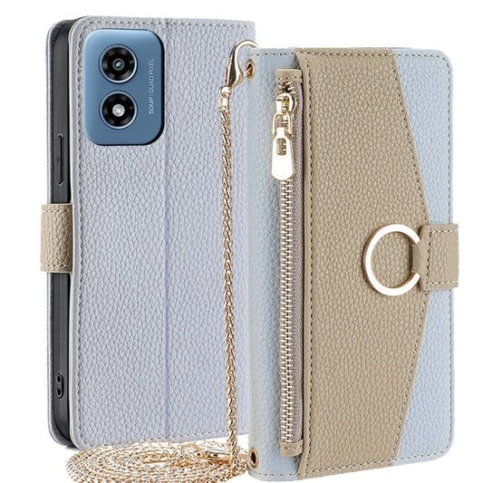 For Motorola Moto G Play 4G 2024 Crossbody Litchi Texture Leather Phone Case(Blue) - Motorola Cases by buy2fix | Online Shopping UK | buy2fix