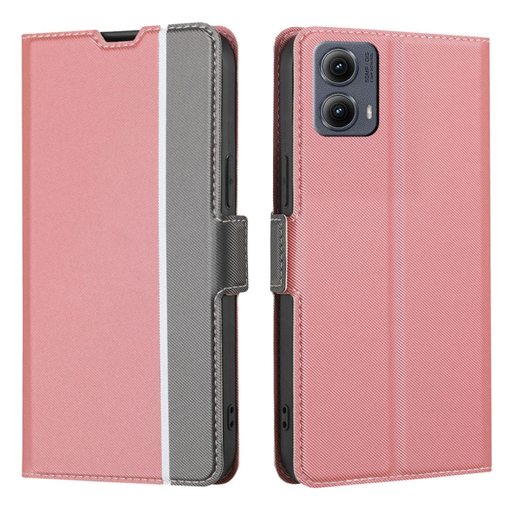 For Motorola Edge 5G 2024 Twill Texture Side Button Leather Phone Case(Pink) - Motorola Cases by buy2fix | Online Shopping UK | buy2fix