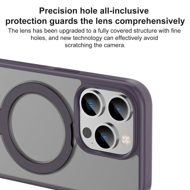 For iPhone 15 Pro Mutural MagSafe Magnetic Holder Phone Case(Dark Purple) - iPhone 15 Pro Cases by Mutural | Online Shopping UK | buy2fix
