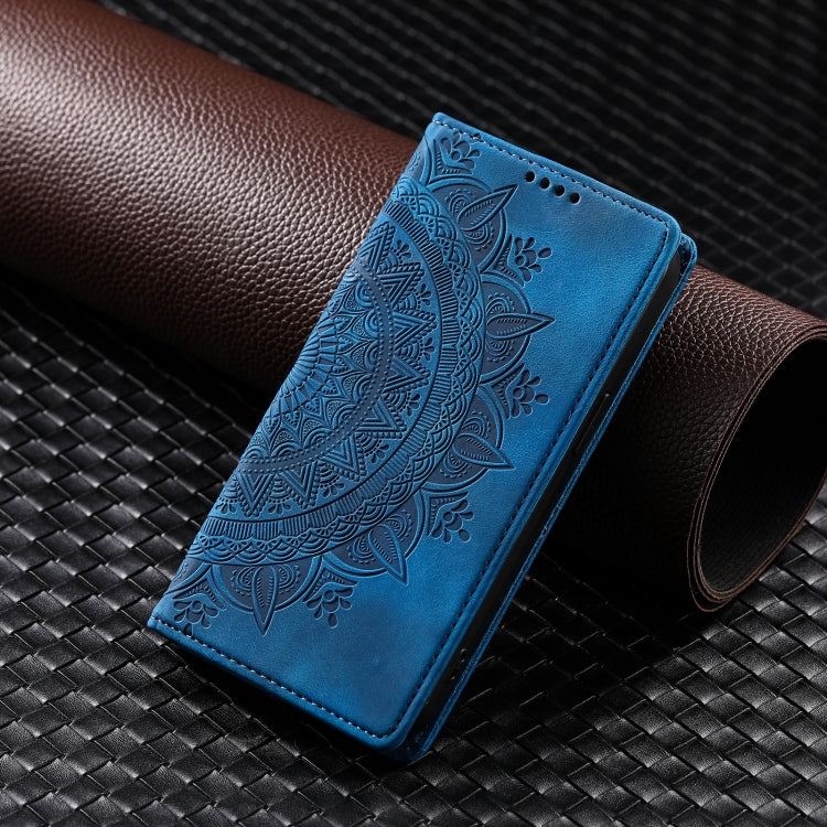 For iPhone 16 Plus Totem Embossed Magnetic Leather Phone Case(Blue) - iPhone 16 Plus Cases by buy2fix | Online Shopping UK | buy2fix