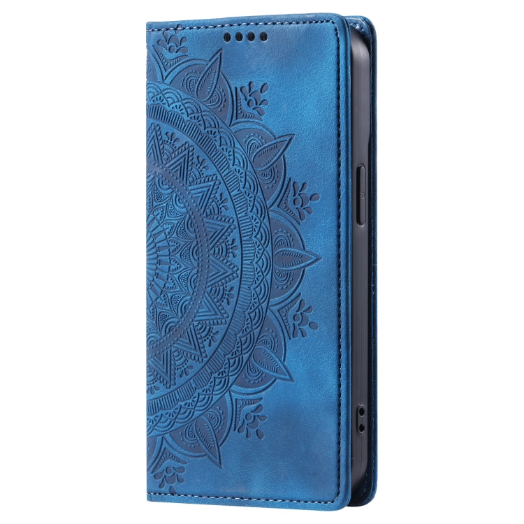 For iPhone 16 Plus Totem Embossed Magnetic Leather Phone Case(Blue) - iPhone 16 Plus Cases by buy2fix | Online Shopping UK | buy2fix