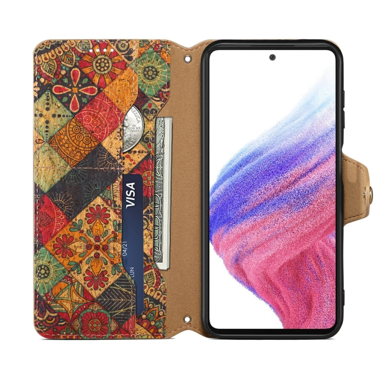 For Samsung Galaxy S23+ Denior Flower Language Series Cork Fabric Oil Edge Leather Phone Case(Autumn) - Galaxy S23+ 5G Cases by Denior | Online Shopping UK | buy2fix