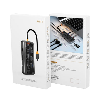 SW10V 10 in 1 Type-C to USB + HDMI + VGA + RJ45 + SD/TF + Audio 3.5 HUB Docking Station(Grey) - USB HUB by buy2fix | Online Shopping UK | buy2fix