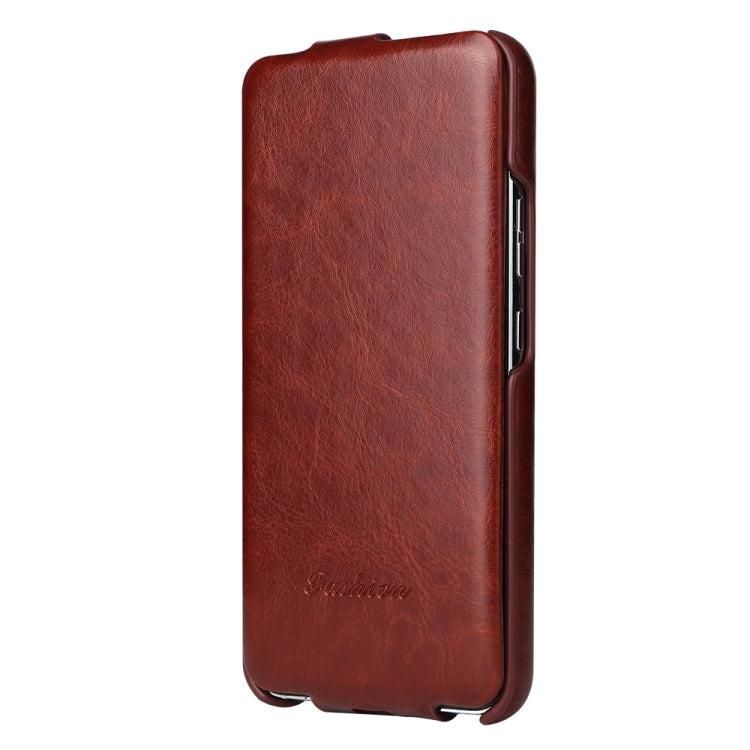 For Samsung Galaxy S24+ 5G Fierre Shann 64 Texture Vertical Flip PU Leather Phone Case(Brown) - Galaxy S24+ 5G Cases by FIERRE SHANN | Online Shopping UK | buy2fix