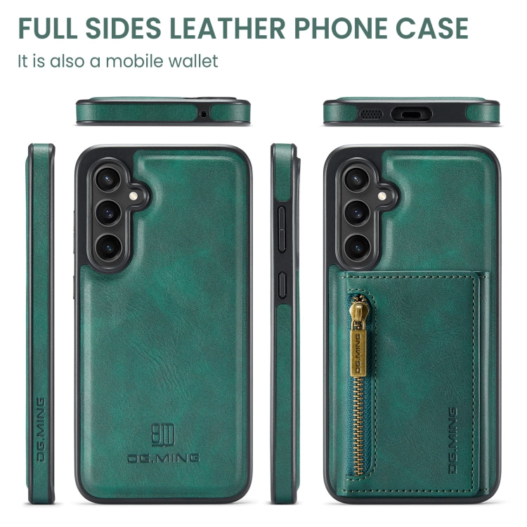 For Samsung Galaxy S23 FE 5G DG.MING M5 Series Zip RFID Multi Card Detachable Leather Phone Case(Green) - Galaxy S23 FE 5G Cases by DG.MING | Online Shopping UK | buy2fix