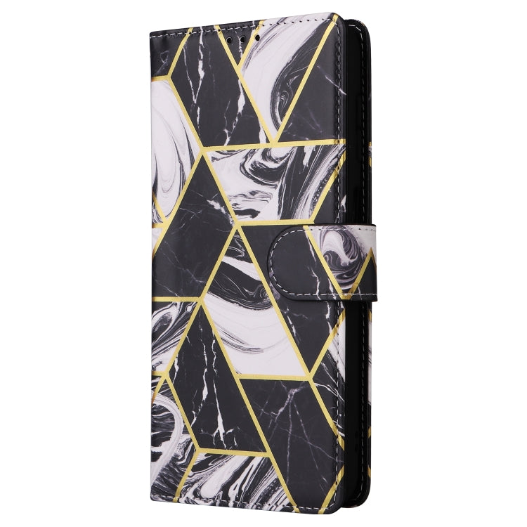 For Samsung Galaxy S24 5G Marble Bronzing Stitching Leather Phone Case(Black) - Galaxy S24 5G Cases by buy2fix | Online Shopping UK | buy2fix