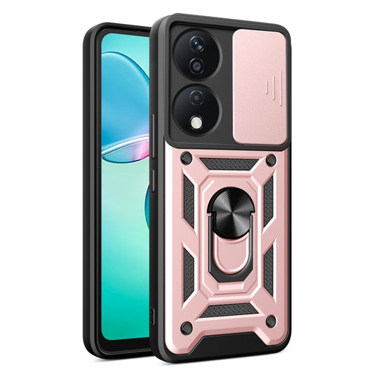 For Honor X7b Sliding Camera Cover Design TPU+PC Phone Case(Rose Gold) - Honor Cases by buy2fix | Online Shopping UK | buy2fix