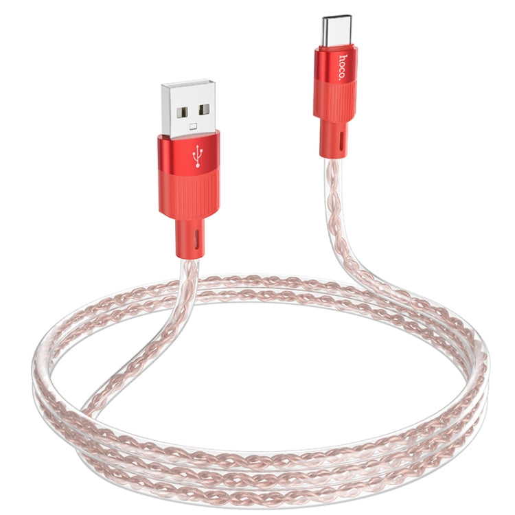 hoco X99 Crystal Junction 3A USB to USB-C / Type-C Silicone Charging Data Cable, Length:1m(Red) - USB-C & Type-C Cable by hoco | Online Shopping UK | buy2fix