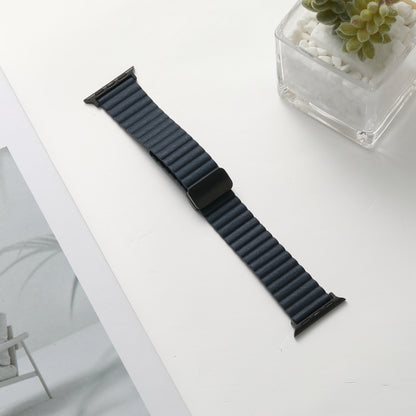 For Apple Watch SE 40mm Water Ripple Magnetic Folding Buckle Watch Band, Style: Bold Version(Indigo Blue) - Watch Bands by buy2fix | Online Shopping UK | buy2fix