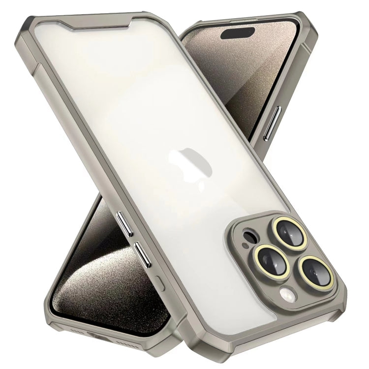 For iPhone 16 Plus Shockproof Acrylic Phone Case with Lens Glass Film(Grey) - iPhone 16 Plus Cases by buy2fix | Online Shopping UK | buy2fix