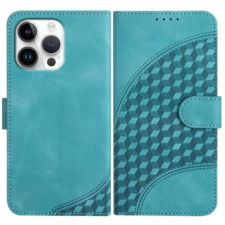 For iPhone 16 Pro Max YX0060 Elephant Head Embossed Phone Leather Case with Lanyard(Light Blue) - iPhone 16 Pro Max Cases by buy2fix | Online Shopping UK | buy2fix