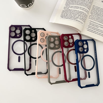 For iPhone 15 Pro Colorful Two-Color Lens Film MagSafe Magnetic Horn Acrylic+TPU Case(Pink) - iPhone 15 Pro Cases by buy2fix | Online Shopping UK | buy2fix