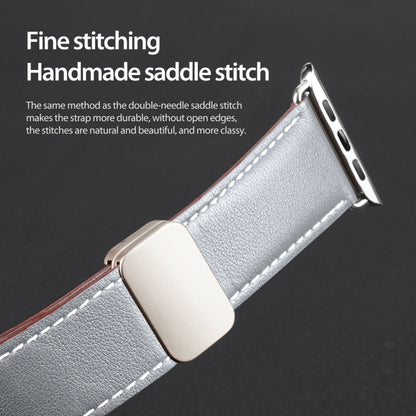 For Apple Watch SE 2022 44mm DUX DUCIS YA Series Magnetic Buckle Genuine Leather Watch Band(Grey) - Watch Bands by DUX DUCIS | Online Shopping UK | buy2fix