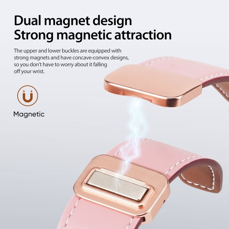 For Apple Watch SE 44mm DUX DUCIS YA Series Magnetic Buckle Genuine Leather Watch Band(Pink) - Watch Bands by DUX DUCIS | Online Shopping UK | buy2fix