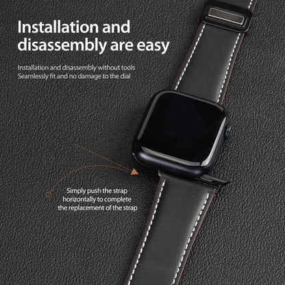 For Apple Watch Series 6 40mm DUX DUCIS YA Series Magnetic Buckle Genuine Leather Watch Band(Black) - Watch Bands by DUX DUCIS | Online Shopping UK | buy2fix