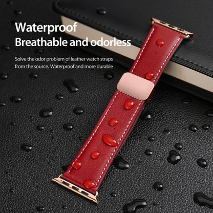 For Apple Watch Series 5 40mm DUX DUCIS YA Series Magnetic Buckle Genuine Leather Watch Band(Red) - Watch Bands by DUX DUCIS | Online Shopping UK | buy2fix