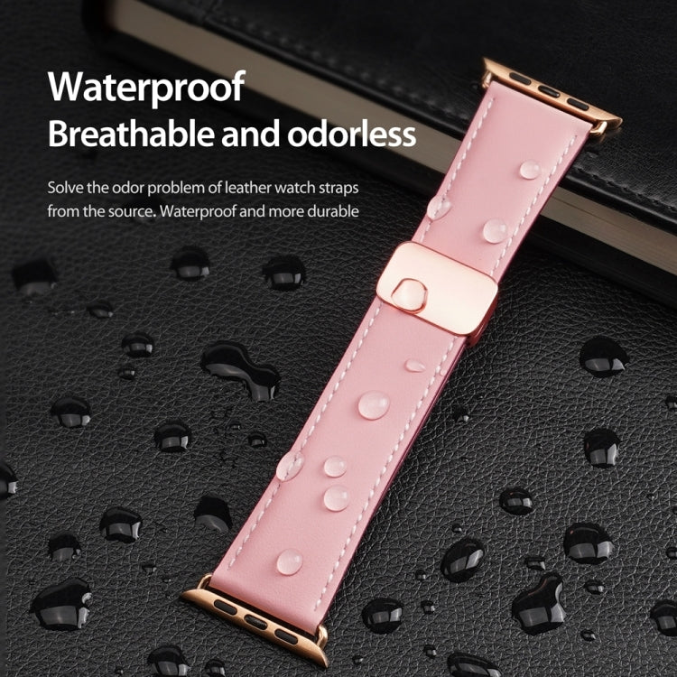 For Apple Watch Series 2 42mm DUX DUCIS YA Series Magnetic Buckle Genuine Leather Watch Band(Pink) - Watch Bands by DUX DUCIS | Online Shopping UK | buy2fix