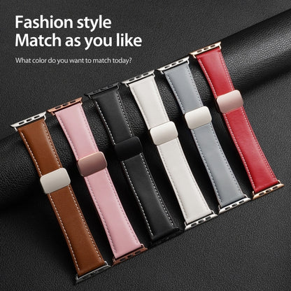 For Apple Watch 38mm DUX DUCIS YA Series Magnetic Buckle Genuine Leather Watch Band(Pink) - Watch Bands by DUX DUCIS | Online Shopping UK | buy2fix