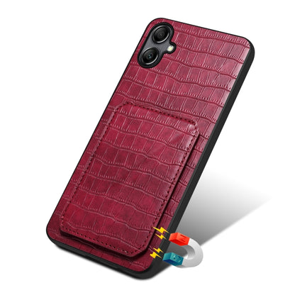 For Samsung Galaxy A23 4G /5G Denior Imitation Crocodile Leather Back Phone Case with Holder(Rose Red) - Galaxy Phone Cases by Denior | Online Shopping UK | buy2fix