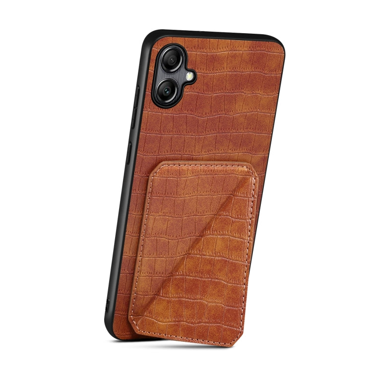 For Samsung Galaxy A33 Denior Imitation Crocodile Leather Back Phone Case with Holder(Brown) - Galaxy Phone Cases by Denior | Online Shopping UK | buy2fix